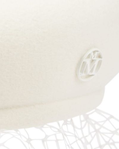 Veltinio vilnonis kepurė su snapeliu Maison Michel balta