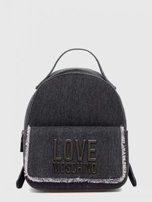 Памучна раница с апликация Love Moschino сиво