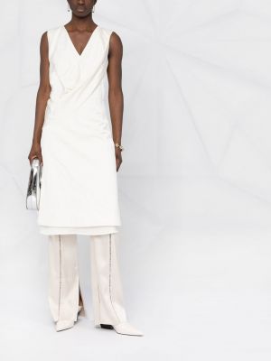 Sukienka midi bez rękawów drapowana Jil Sander biała