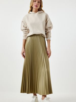 Plisované pletené sukně Happiness İstanbul khaki