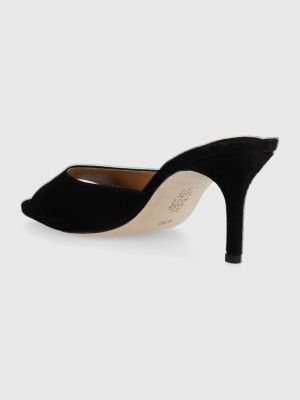 Semišové pantofle na podpatku Lauren Ralph Lauren černé