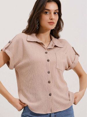 Oversize плетена риза с къс ръкав Bigdart
