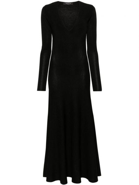 Pletena midi haljina s v-izrezom Fabiana Filippi crna