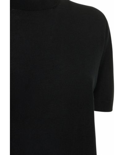 Hedvábné vlněné tričko Agnona černé
