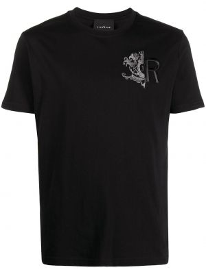 Camiseta con bordado John Richmond negro