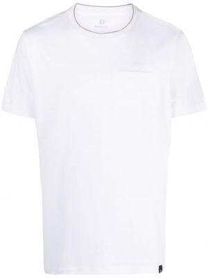 Bavlněné tričko s kulatým výstřihem Boggi Milano bílé