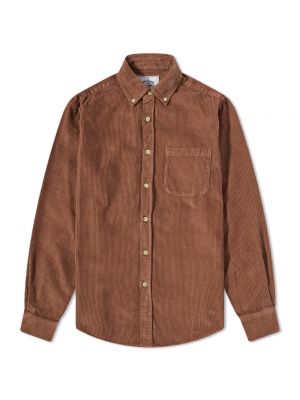 Фланелевая вельветовая рубашка на пуговицах Portuguese Flannel коричневая