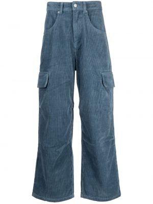 Pantalon cargo en velours côtelé avec applique Five Cm bleu