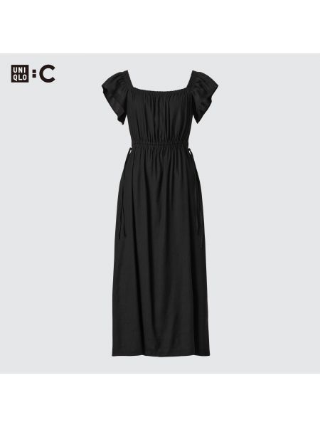 Платье мини с коротким рукавом Uniqlo черное