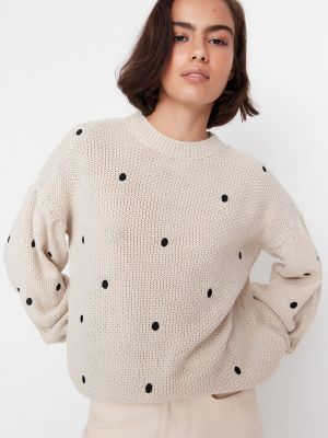 Bodkovaný sveter s potlačou Trendyol
