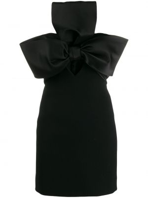 Mini vestido con lazo con escote pronunciado Saint Laurent negro