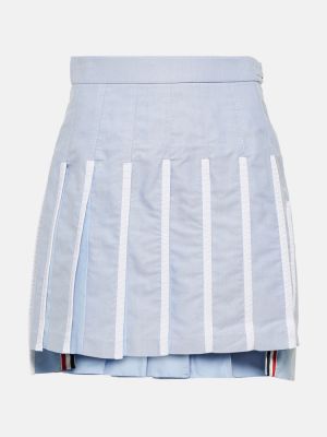 Πλισέ βαμβακερή φούστα mini Thom Browne μπλε