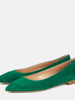 Balerini din piele de căprioară Gianvito Rossi verde