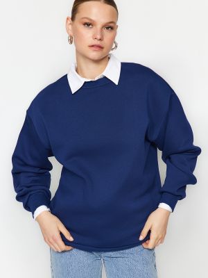 Hanorac din fleece tricotate Trendyol albastru