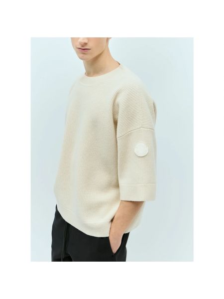 Camiseta de lana de punto Moncler beige