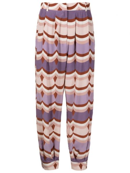 Plisirane hlače s potiskom Adriana Degreas vijolična