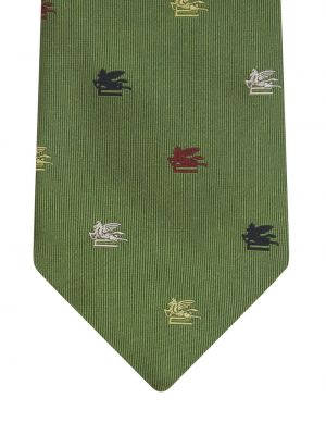 Jedwabny krawat żakardowy Etro zielony