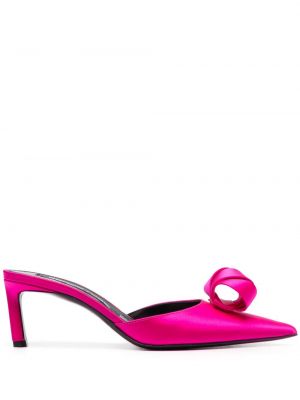 Papuci tip mules din satin Sergio Rossi roz
