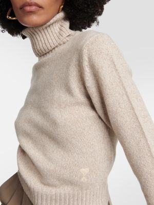 Кашмирен вълнен пуловер Ami Paris бежово