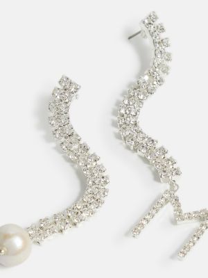 Křišťálové náušnice s perlami Magda Butrym bílé