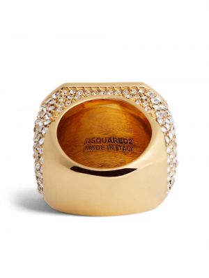 Křišťálový oversized prsten Dsquared2 zlatý