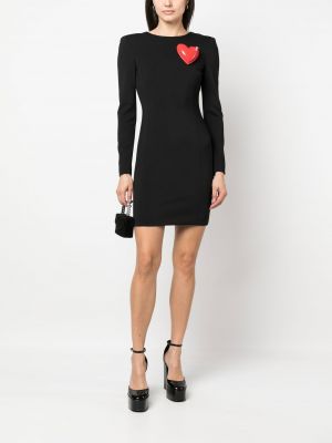 Dlouhé šaty se srdcovým vzorem Moschino černé