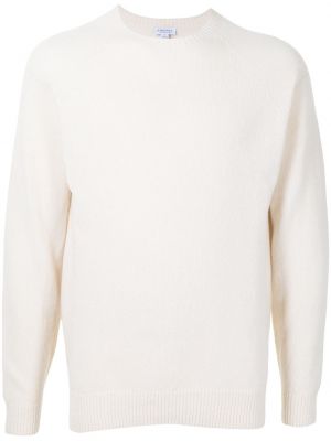 Volneni pulover z okroglim izrezom Sunspel bela