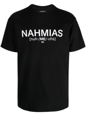 Bombažna majica s potiskom Nahmias črna