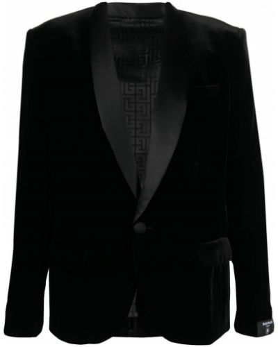 Zamatový oblek Balmain čierna
