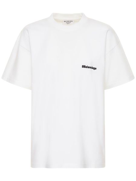 Camiseta de algodón Balenciaga blanco