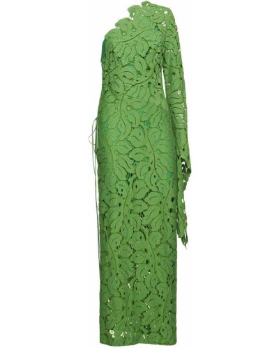 Памучна макси рокля с дантела Maria Lucia Hohan зелено