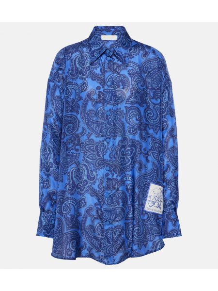 Lunga camicia di seta paisley Zimmermann blu