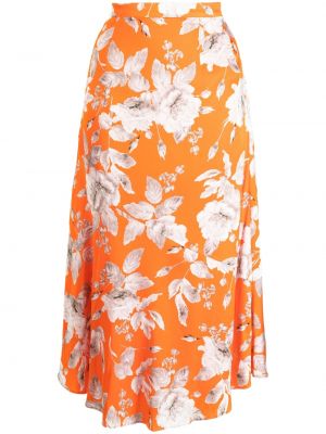 Satenska suknja s cvjetnim printom s printom Erdem