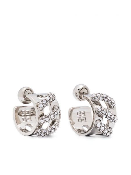 Boucles d'oreilles à boucle en cristal Givenchy argenté