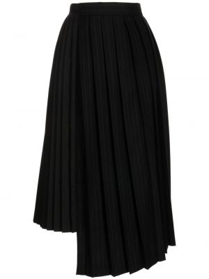 Plisovaná asymetrická vlnená sukňa Sacai čierna