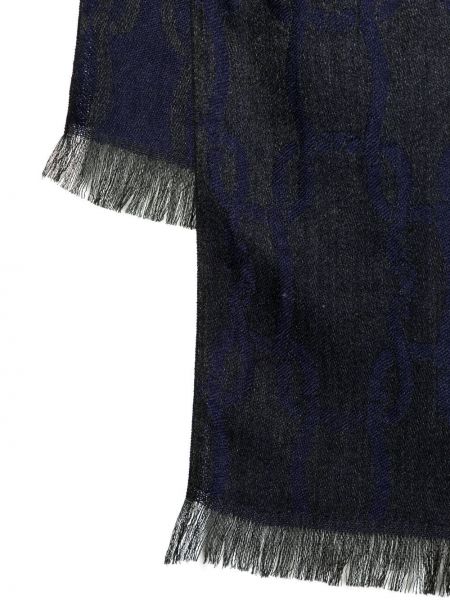 Echarpe à franges en tricot Agnona bleu