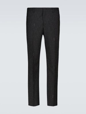 Pruhované vlnené klasické nohavice Fendi čierna