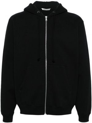 Pamučna hoodie s kapuljačom s patentnim zatvaračem Auralee crna