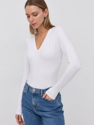 Блуза с v-образно деколте с дълъг ръкав Spanx бяло