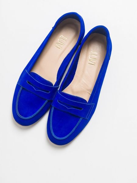 Usnjene nizki čevlji iz usnja nubuk Luvishoes modra