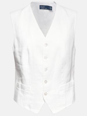 Lněná vesta Polo Ralph Lauren bílá
