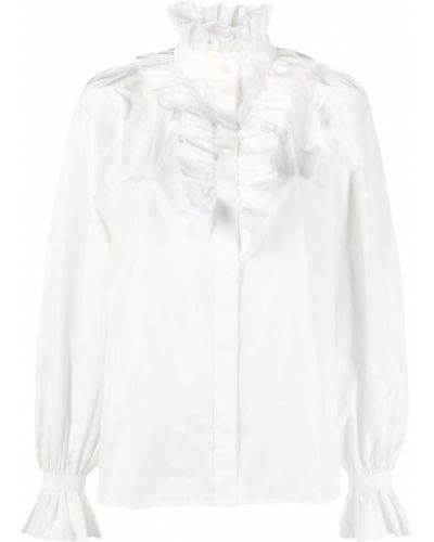 Ruffle krage bluse Alberta Ferretti hvit