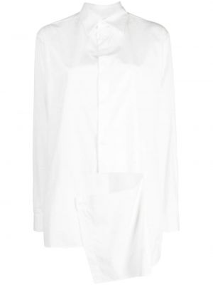 Асиметрична памучна риза с драперии Y's бяло