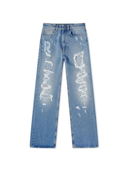 Рваные джинсы свободного кроя Paco Rabanne синие