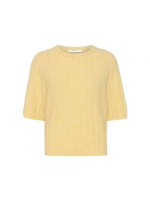 Dzianinowy sweter w paski Gestuz żółty
