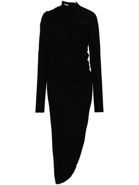 Drapiruotas asimetriškas maksi suknelė Christopher Esber juoda