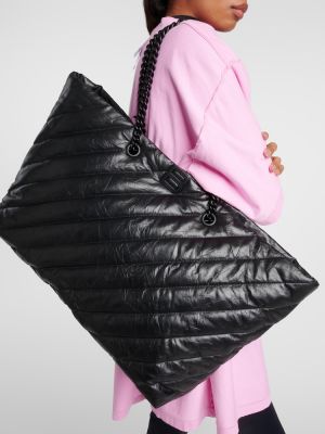 Prošívaná kožená shopper kabelka Balenciaga černá
