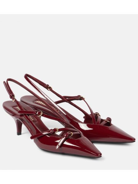 Slingback lack läder pumps Miu Miu vinröd