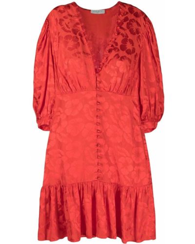 Vestido midi de tejido jacquard Sandro Paris rojo