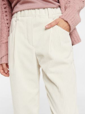 Pantalones rectos de pana de algodón Brunello Cucinelli blanco